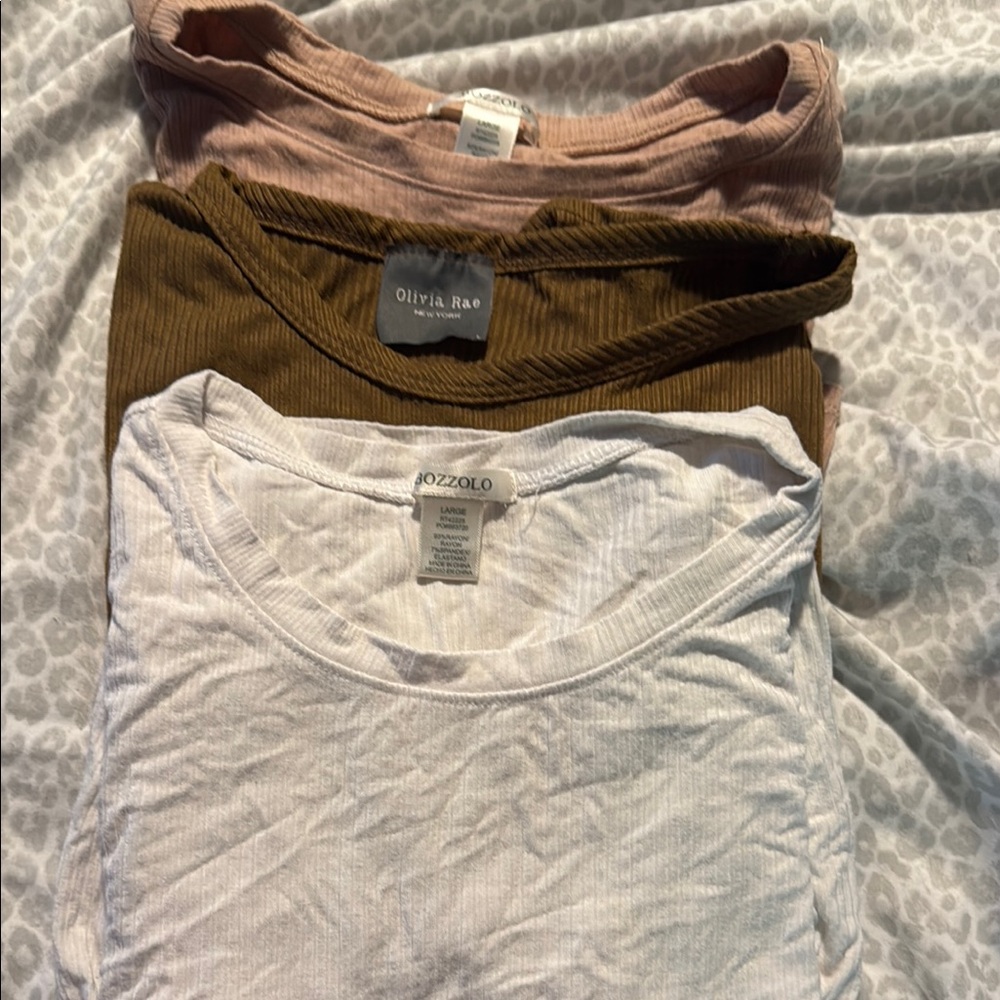 White, Brown, and Pink T-Shirts Bundle